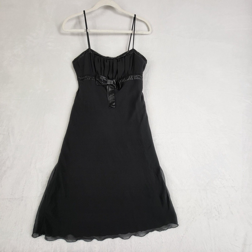 Bayer‎ Too! Cocktail Dress Size 11 Black Bow Flowy Strappy Whimsigoth fairy USA